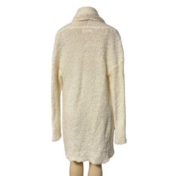 If It Where Me Womens Ivory Wool Open Cardigan Pocket Collar Duster Sweater L - Picture 4 of 6